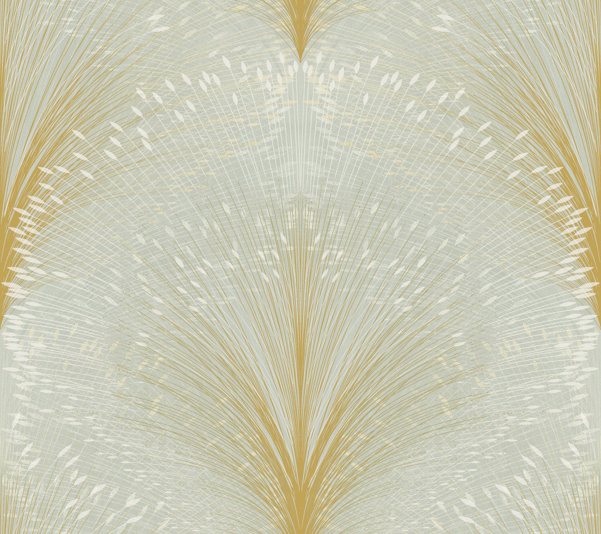 Papyrus Plume Sage Wallpaper with Metallic Botanical Motif - York OI0682