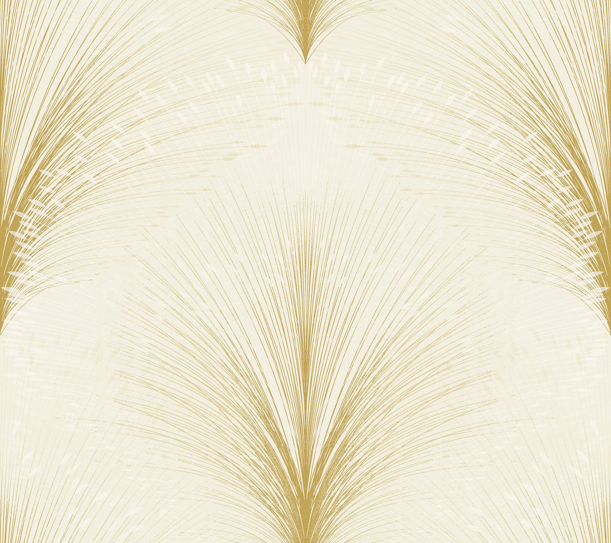 Papyrus Plume Ivory Metallic Wallpaper with Botanical Feathered Grass Motif - York OI0683