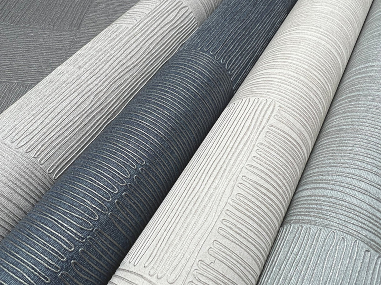 Contour Gunmetal Geometric Metallic Vinyl on Non Woven Wallpaper - York OI0705