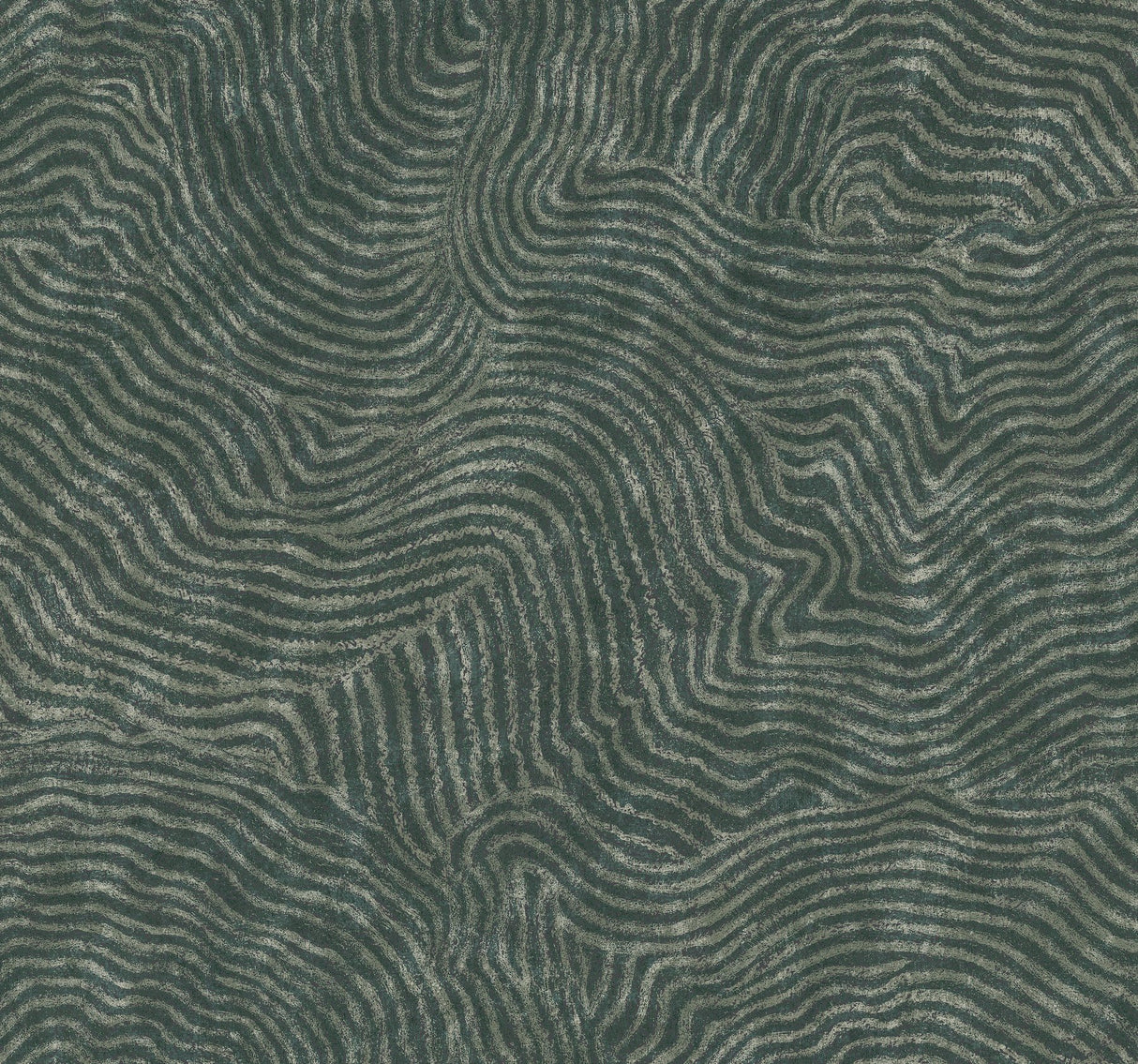 Modern Wood Forest Green Metallic Wallpaper with Geometric Woodgrain Pattern - York OI0711