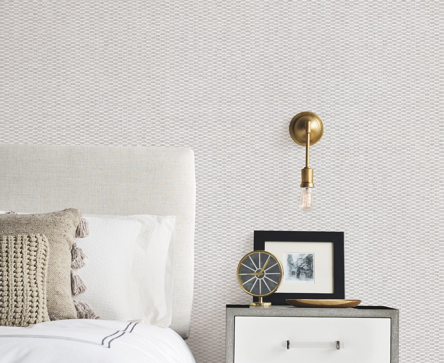 Checkerboard White Wallpaper with Woven Texture - York OI0721