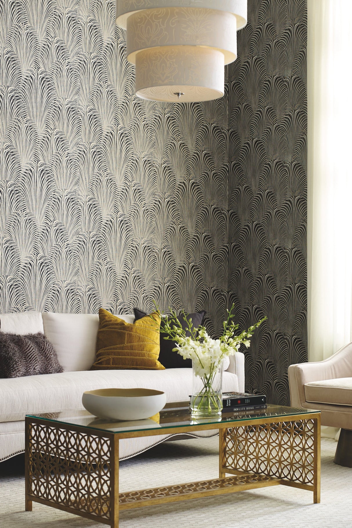 Deco Fountain Black by Candice Olson Non Woven Wallpaper – York Wallcoverings OL2768