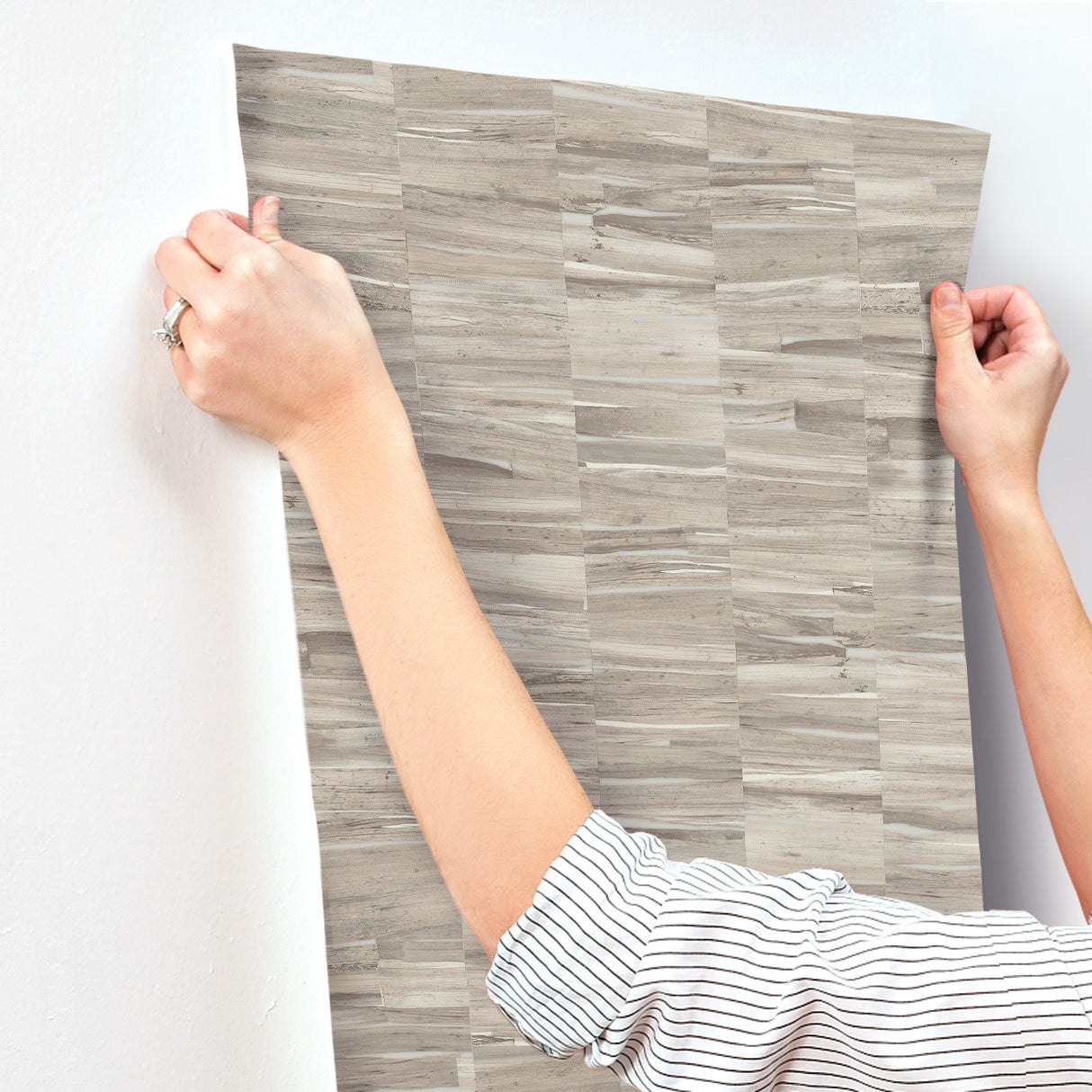 Reserve Grey Faux Aged Wood Grain Prepasted Wallpaper - Magnolia Home OM3601