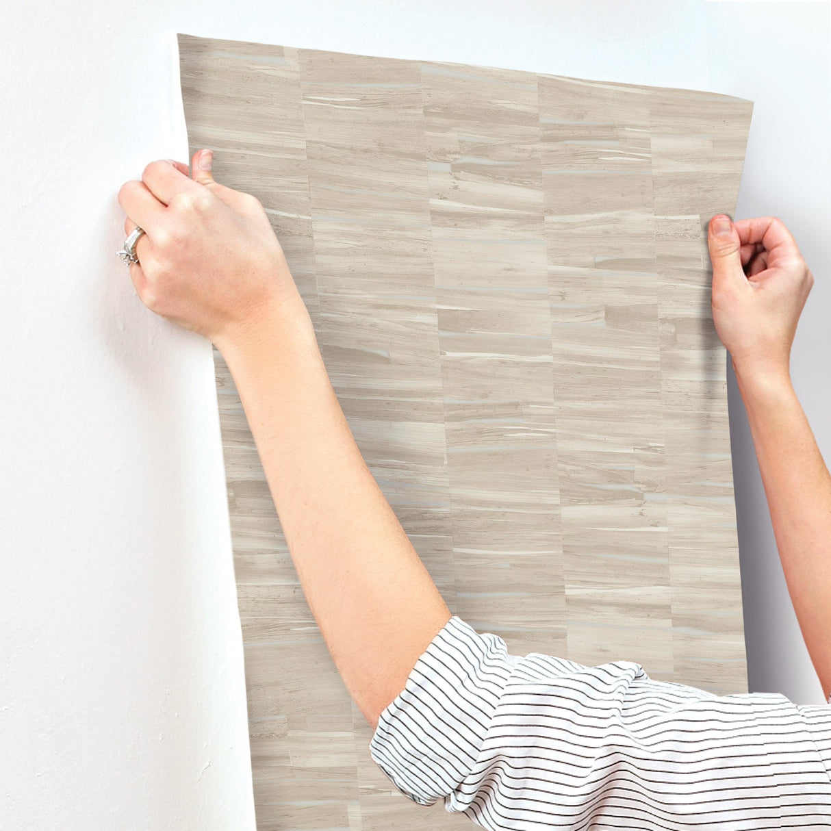 Reserve Beige Wallpaper with Faux Aged Wood Grain Pattern - York OM3604