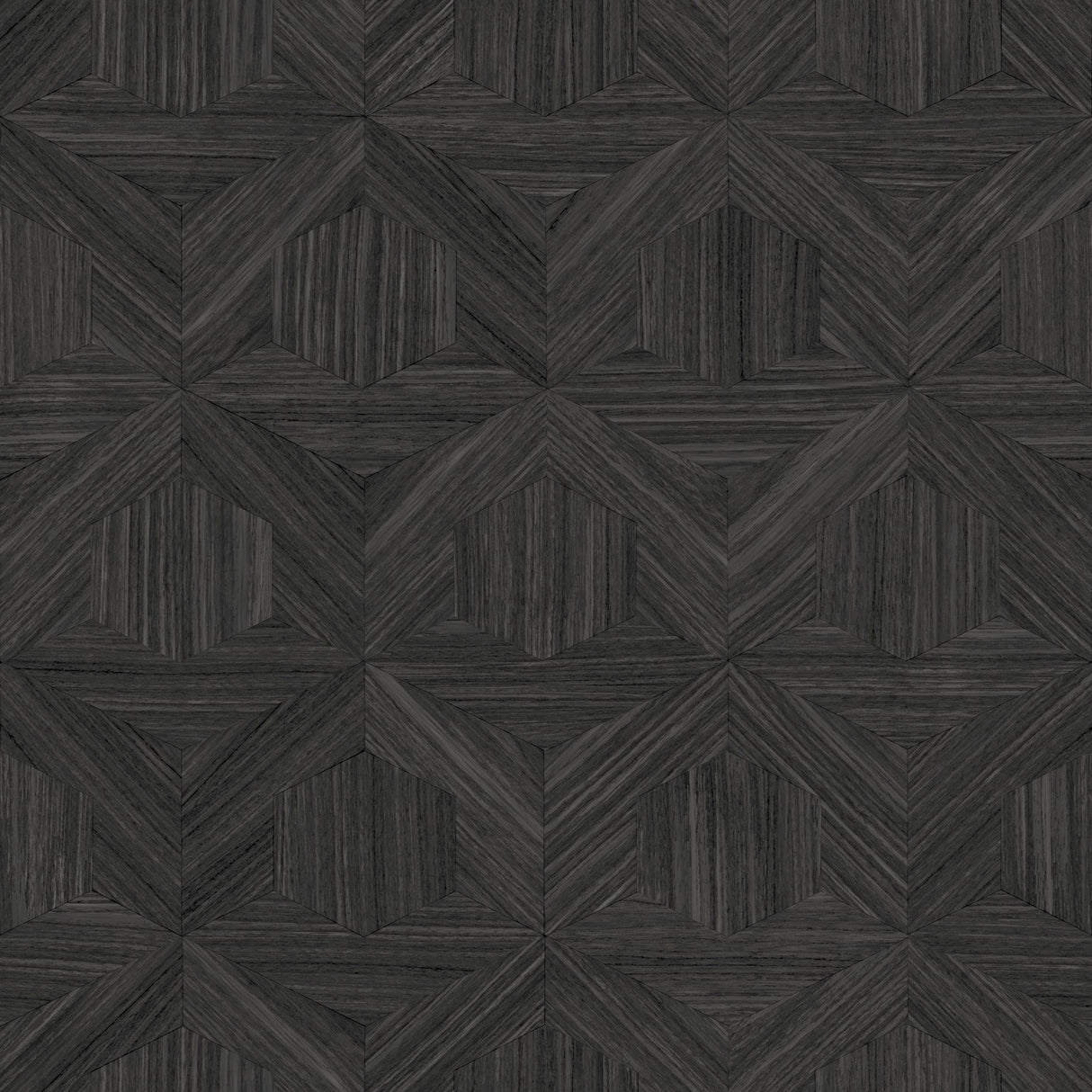 Parquet Black Wallpaper with Wood Inlay Honeycomb Motif - York OM3621