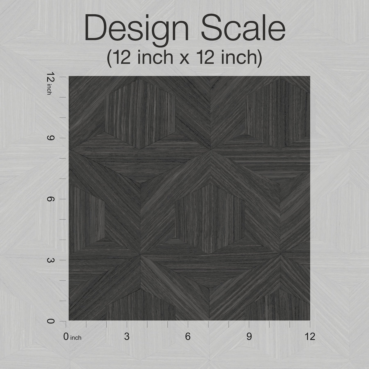 Parquet Black Wallpaper with Wood Inlay Honeycomb Motif - York OM3621