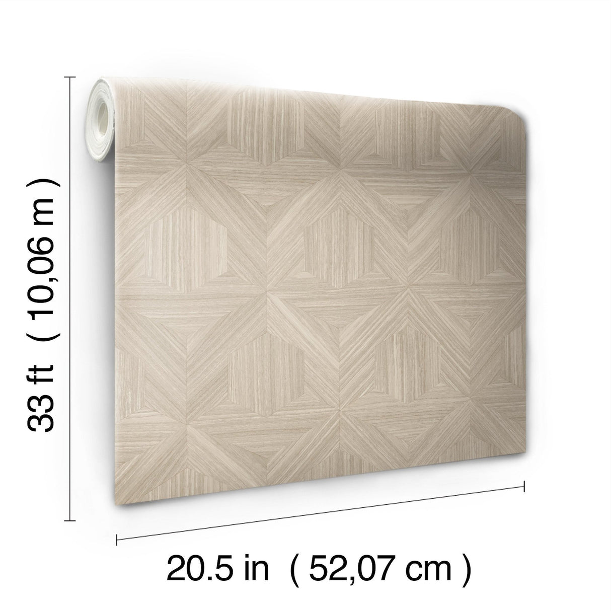 Parquet Beige Wallpaper with Geometric Wood Inlay Motif - York OM3623