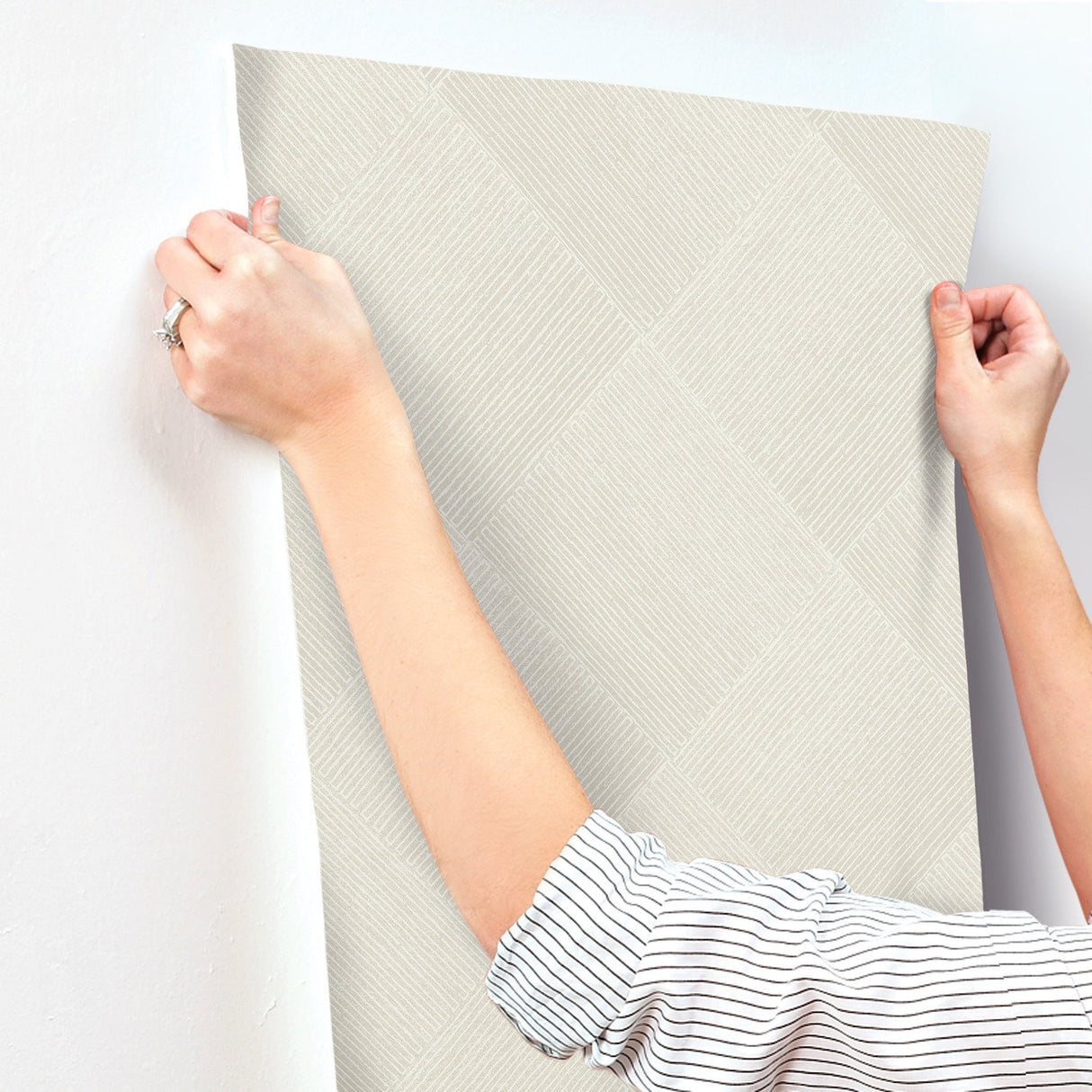 Channel Beige Geometric Wallpaper with Diamond Line Motif - York OM3644