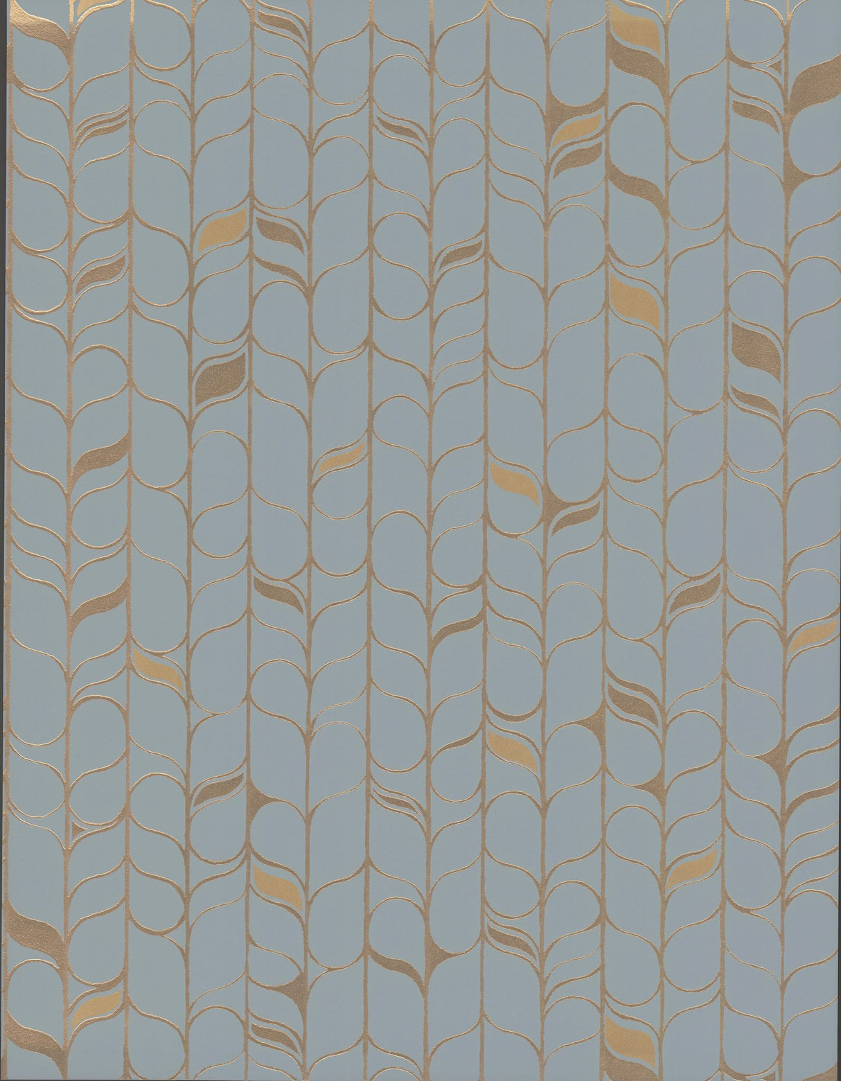 Perfect Petals Blue & Gold Wallpaper with Metallic Organic Stem Motif - York OS4202