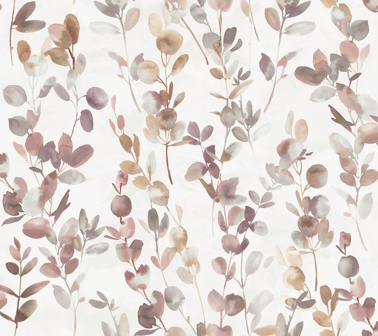 Joyful Eucalyptus Purple Wallpaper with Botanical Watercolor Leaf Motif - York OS4312
