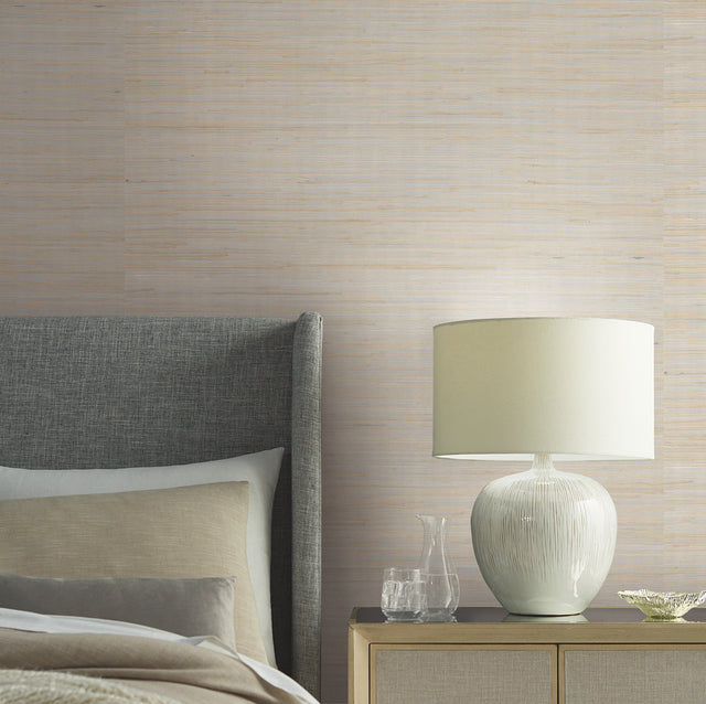 Jute Silver & Beige Metallic Grasscloth Wallpaper with Natural Jute Texture - York OS4321