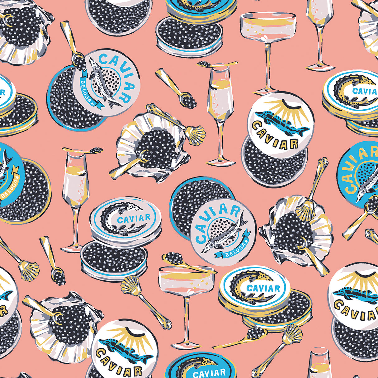 Champagne and Caviar Salmon Peel and Stick Wallpaper by NuWallpaper - PFS6558