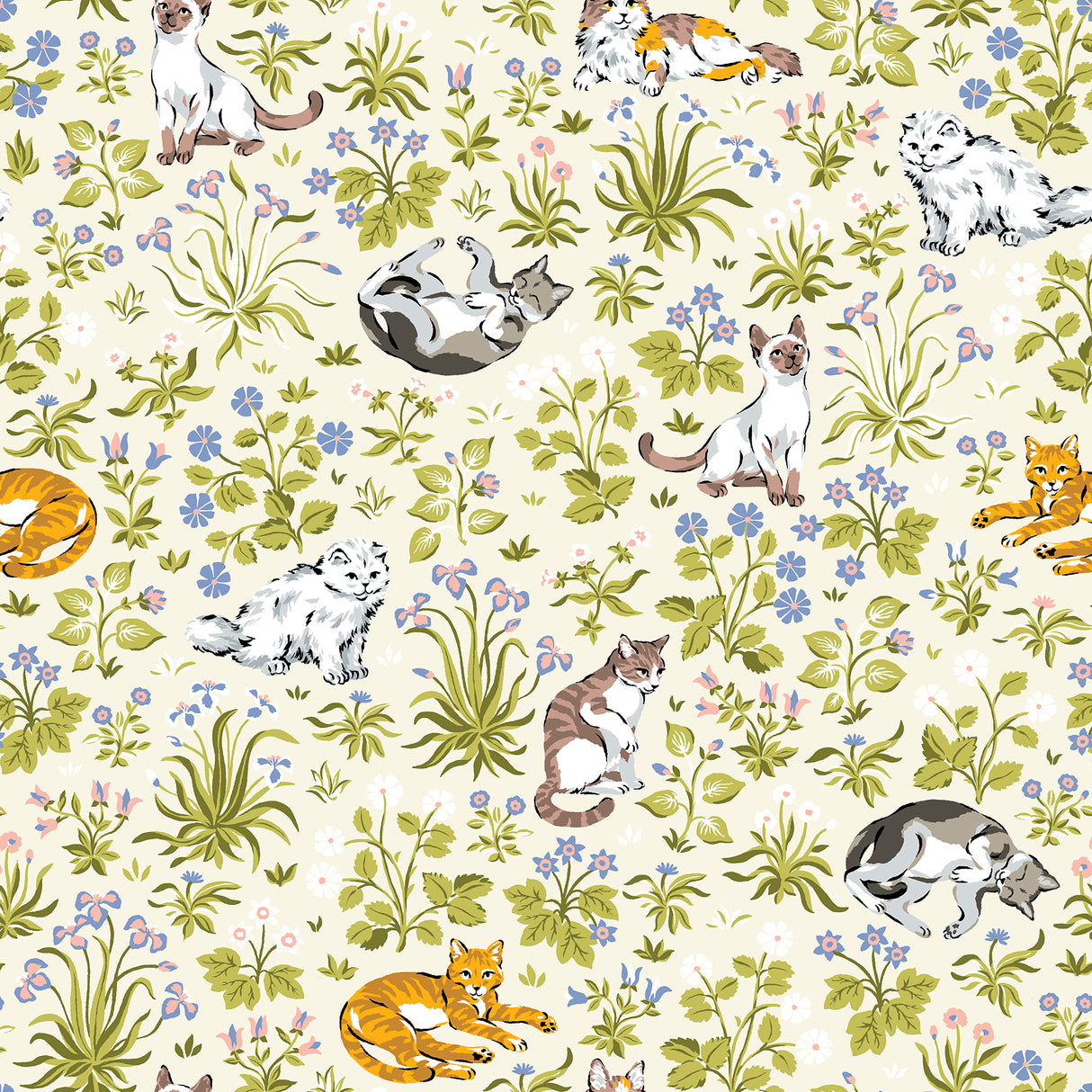 Must Love Cats Linen Peel and Stick Wallpaper by NuWallpaper - PFS6568