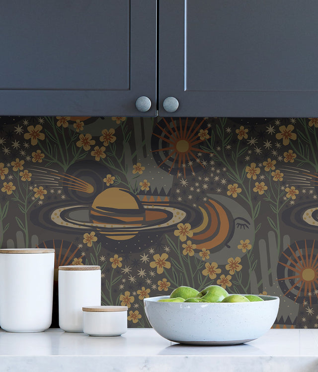Ethereal Cosmos Smoke Peel & Stick Wallpaper with Bohemian Outer Space Motif - PLS4207