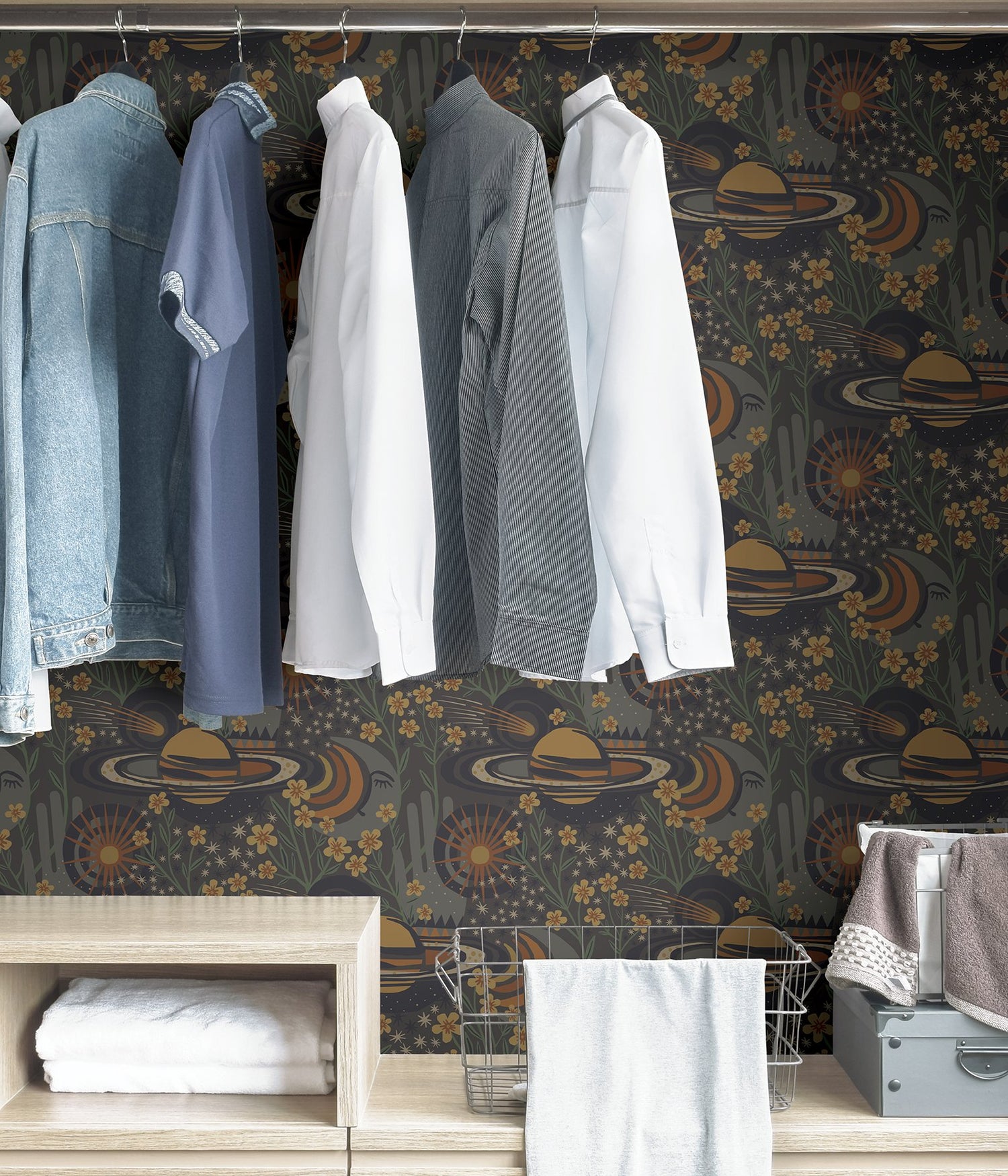 Ethereal Cosmos Smoke Peel & Stick Wallpaper with Bohemian Outer Space Motif - PLS4207