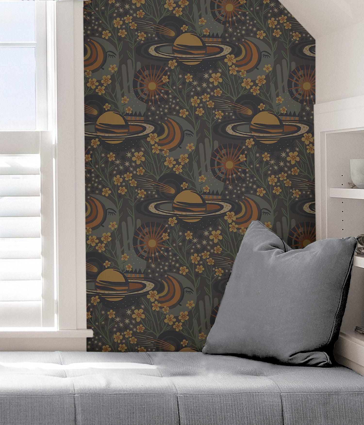 Ethereal Cosmos Smoke Peel & Stick Wallpaper with Bohemian Outer Space Motif - PLS4207