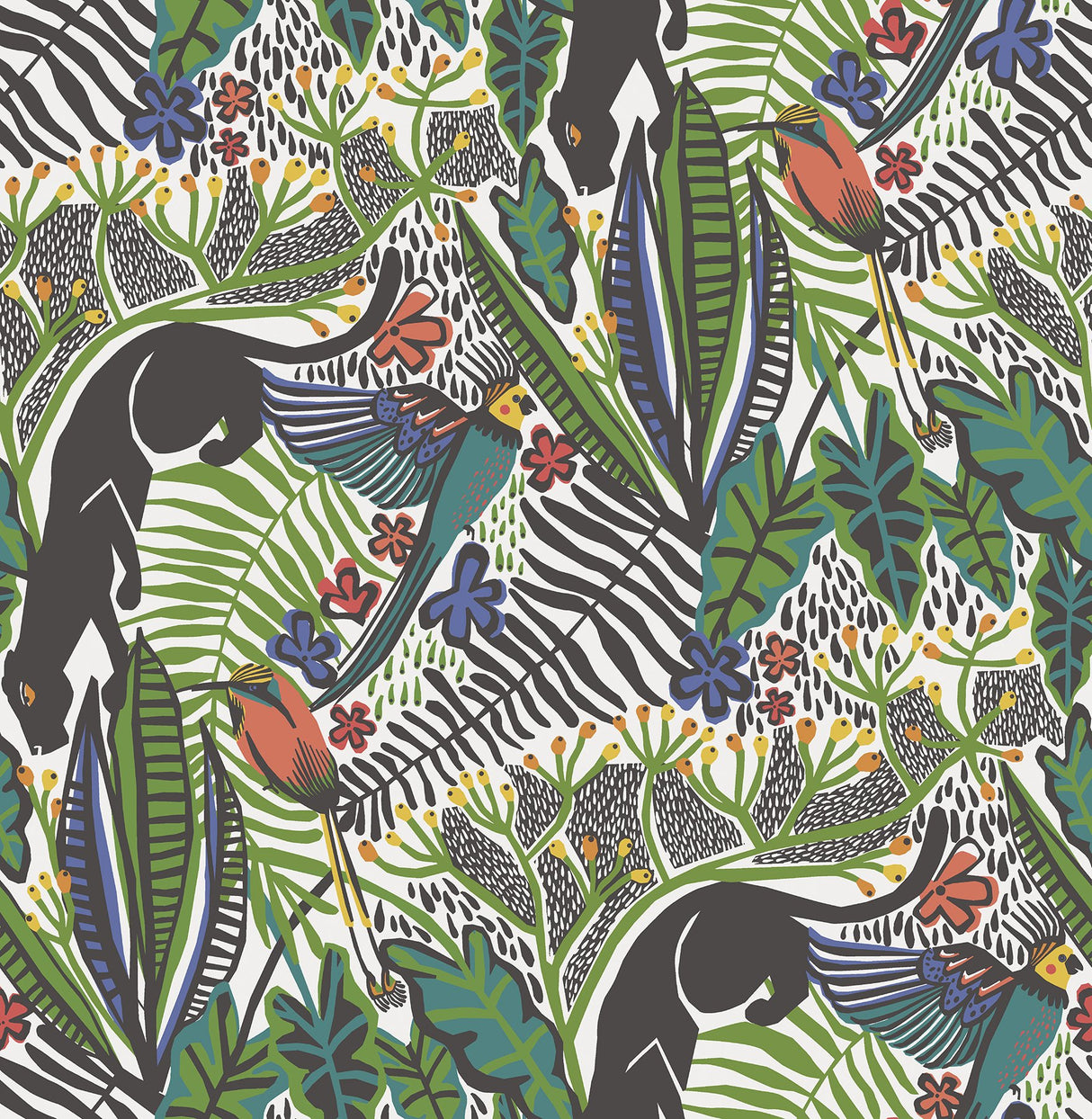 Poise Primary Peel & Stick Wallpaper with Exotic Animal Motif, Eclectic Novelty Pattern - NuWallpaper PLS4211