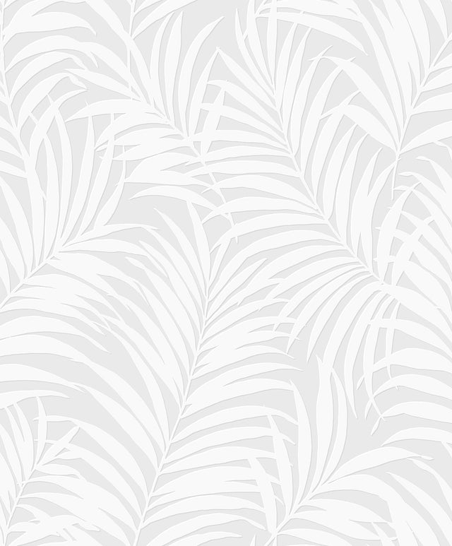 Off-white tossed palm leaf paintable peel and stick wallpaper pattern