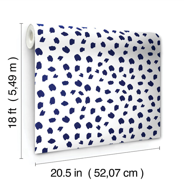Spot The Fun Polka Dots Blue Peel & Stick Wallpaper with Abstract Polka Dot Pattern, Modern Style - PP4700