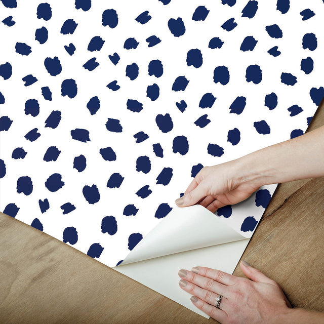 Spot The Fun Polka Dots Blue Peel & Stick Wallpaper with Abstract Polka Dot Pattern, Modern Style - PP4700
