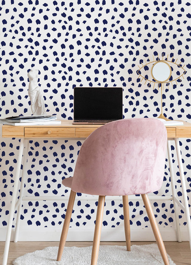 Spot The Fun Polka Dots Blue Peel & Stick Wallpaper with Abstract Polka Dot Pattern, Modern Style - PP4700