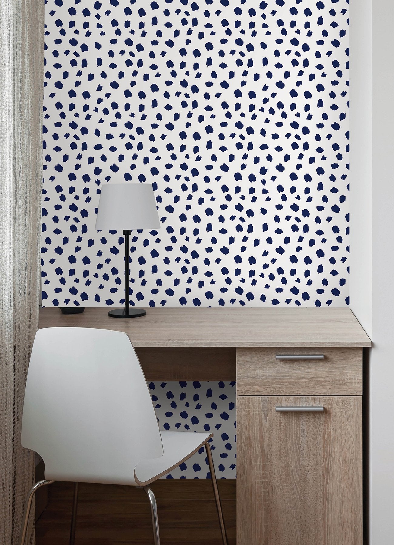 Spot The Fun Polka Dots Blue Peel & Stick Wallpaper with Abstract Polka Dot Pattern, Modern Style - PP4700
