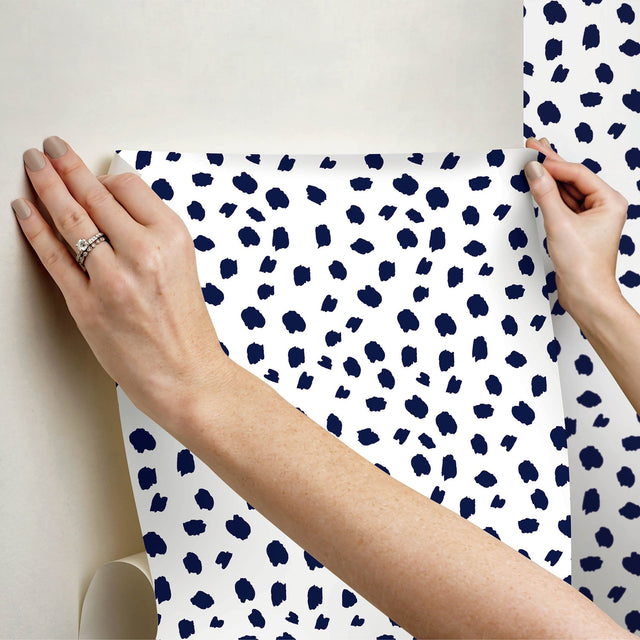 Spot The Fun Polka Dots Blue Peel & Stick Wallpaper with Abstract Polka Dot Pattern, Modern Style - PP4700
