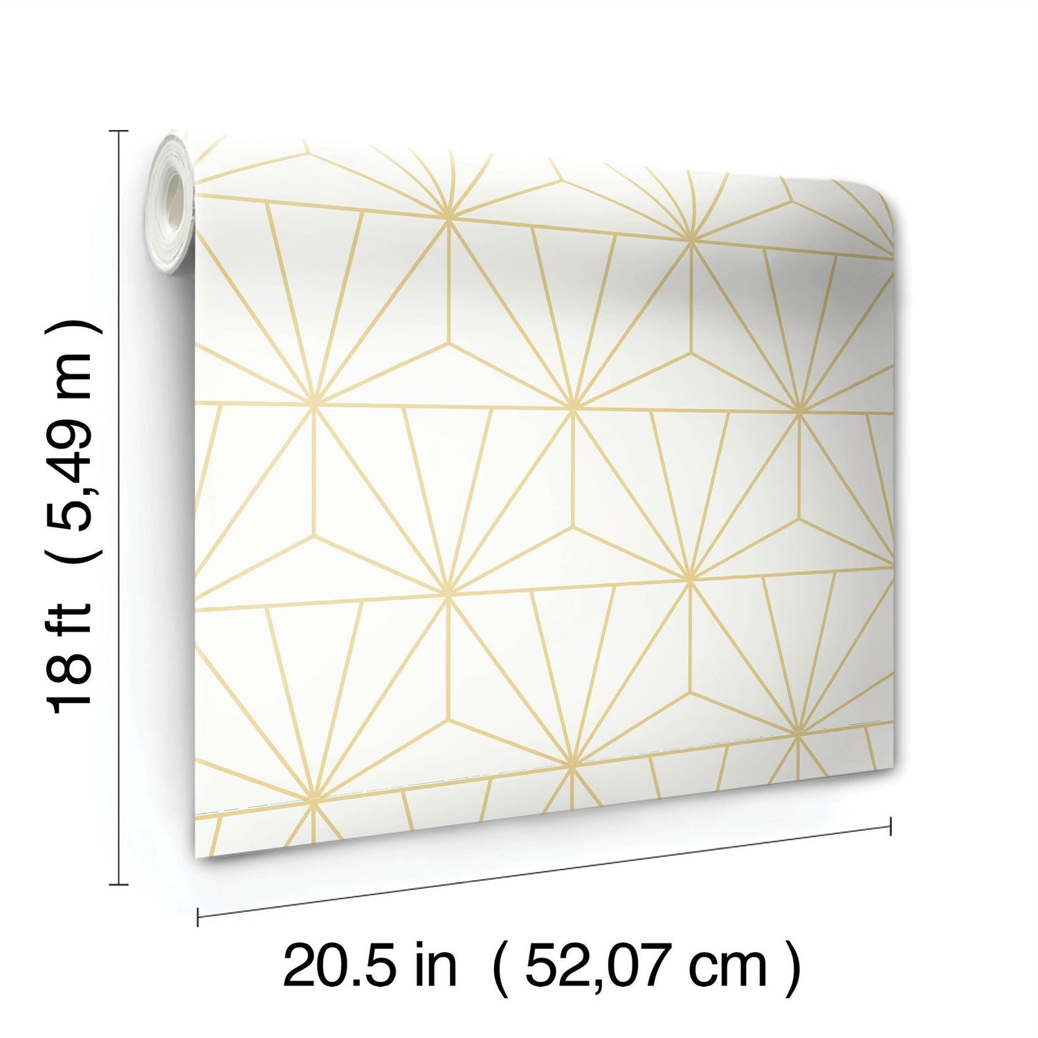 Geometric Gold Standard Peel & Stick Wallpaper Gold with Art Deco Geometric Pattern - PP4703