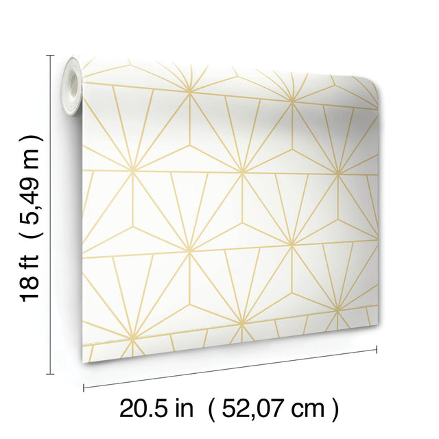 Geometric Gold Standard Peel & Stick Wallpaper Gold with Art Deco Geometric Pattern - PP4703