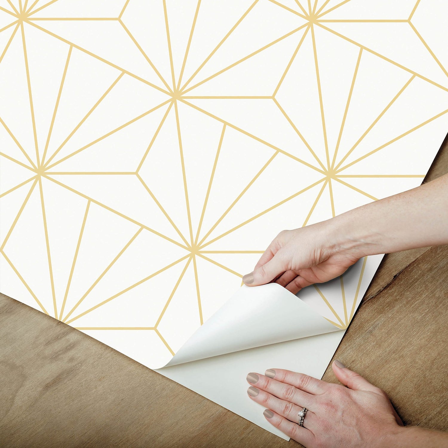 Geometric Gold Standard Peel & Stick Wallpaper Gold with Art Deco Geometric Pattern - PP4703