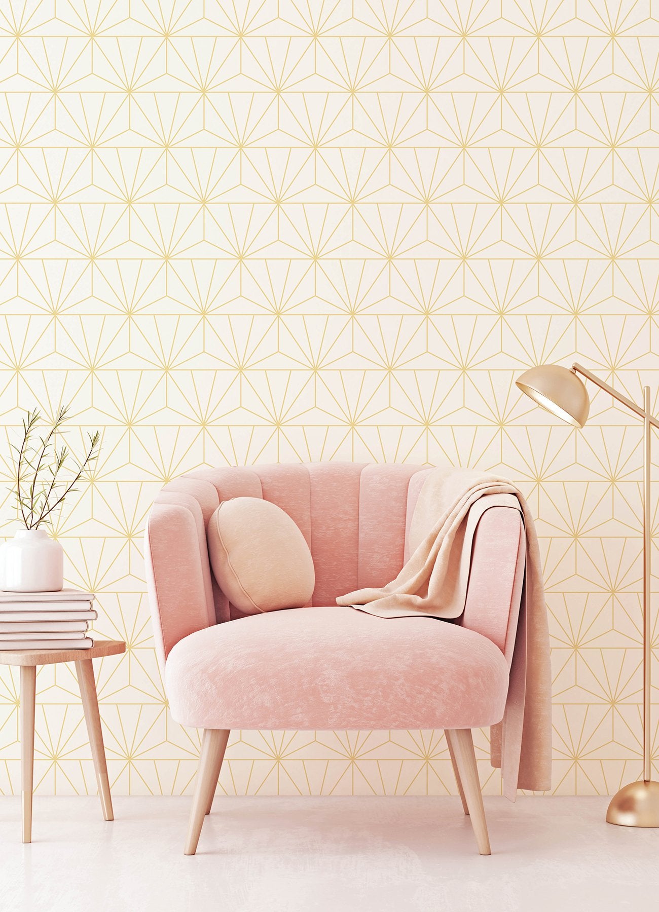 Geometric Gold Standard Peel & Stick Wallpaper Gold with Art Deco Geometric Pattern - PP4703