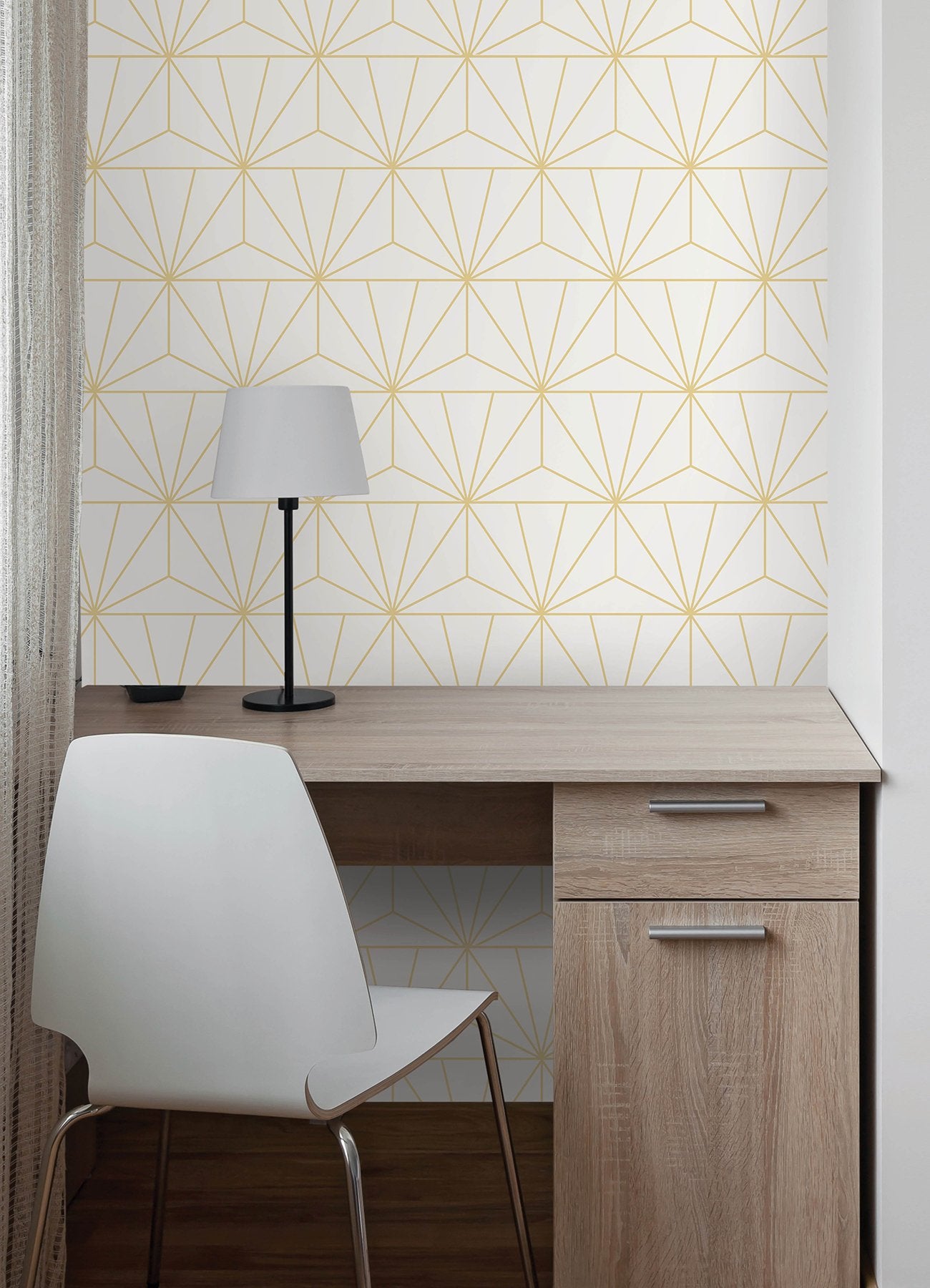 Geometric Gold Standard Peel & Stick Wallpaper Gold with Art Deco Geometric Pattern - PP4703