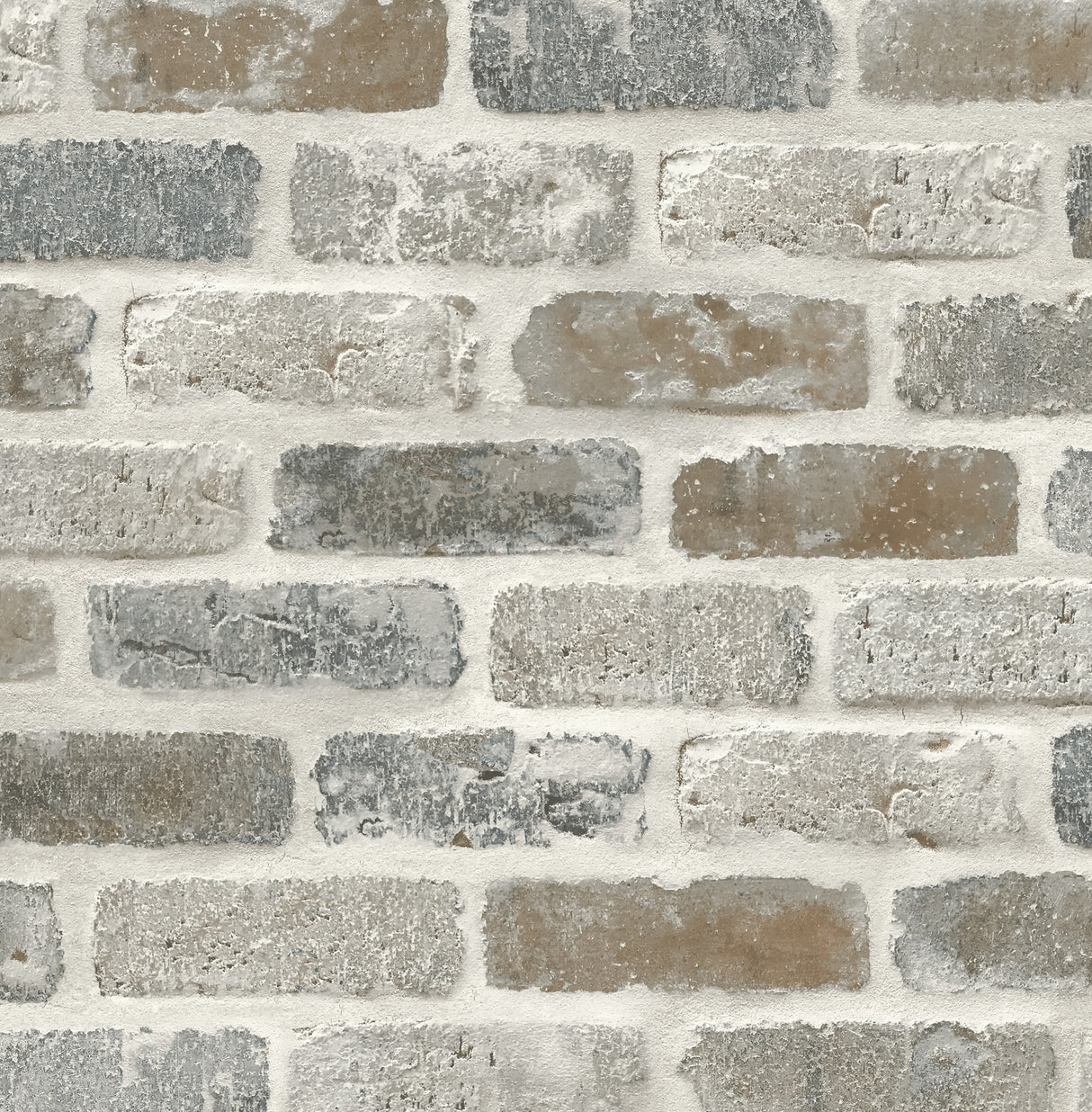 Washed Faux Brick grey neutral prepasted wallpaper pattern (PR10500) with matte finish
