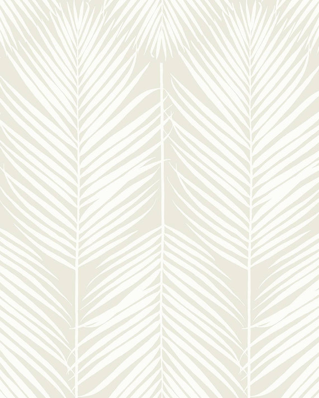 Sea Salt beige palm frond silhouette botanical wallpaper with a matte finish