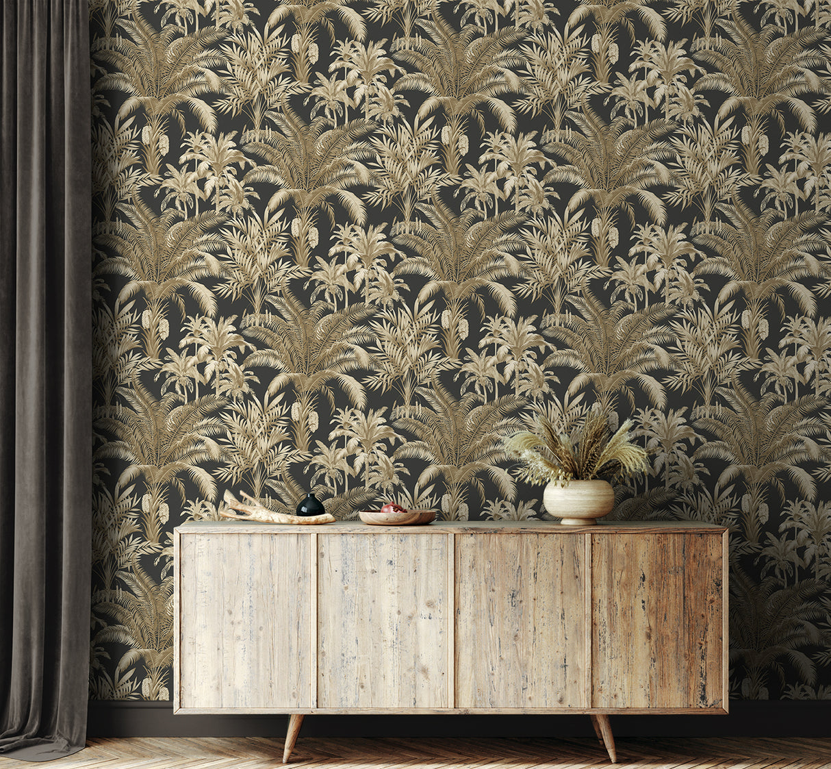 Tropical Palm Beach Ironwork & Taupe by Prepasted Online Tropical Palm Wallpaper – Seabrook Designs PR12100