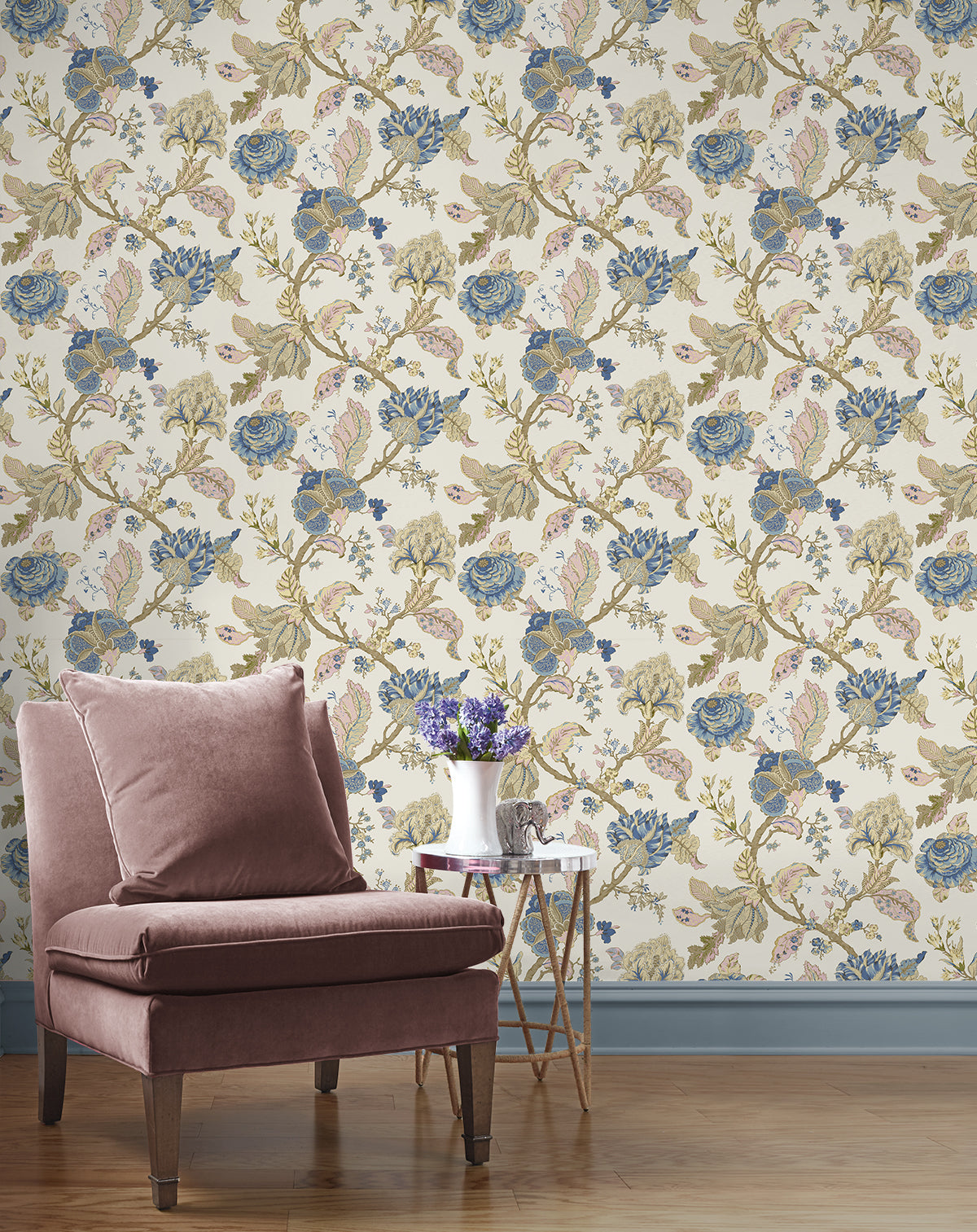 Lana Jacobean Parchment by Prepasted Online Matte Traditional Floral Wallpaper – Seabrook Designs PR12505