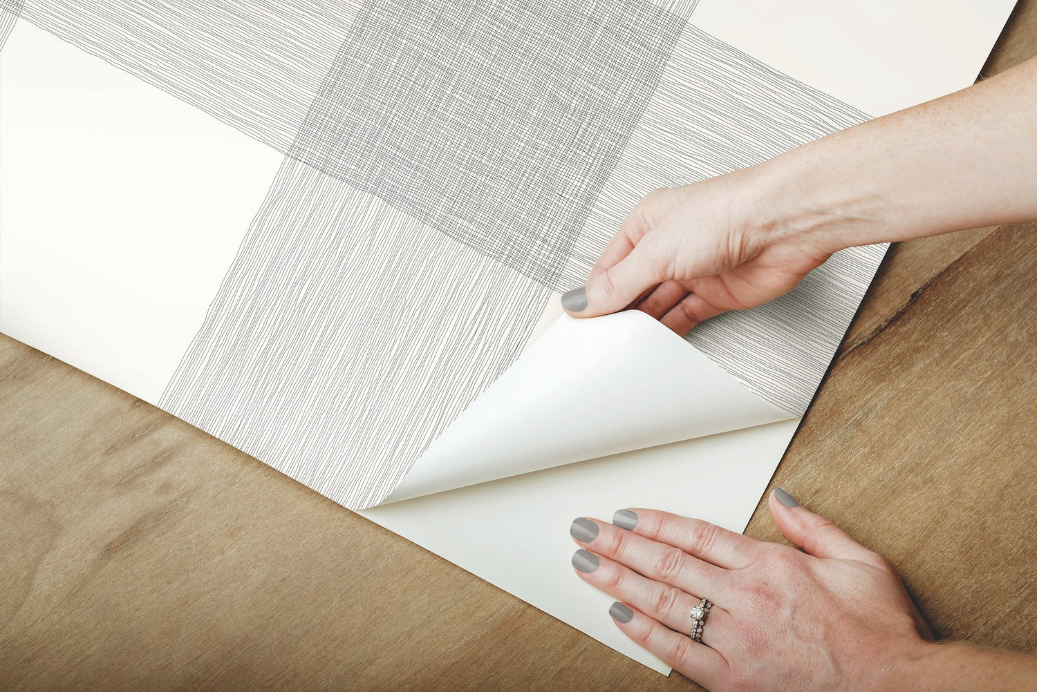 Common Thread Black & White Peel & Stick Wallpaper with Buffalo Check Plaid Pattern - York PSW1000RL