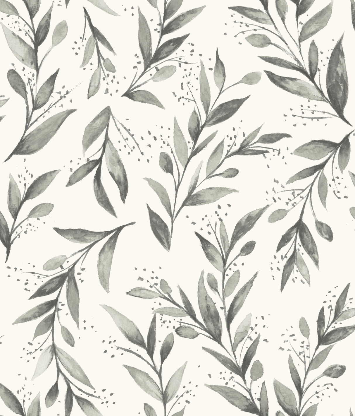 Olive Branch Charcoal Peel & Stick Non Woven Wallpaper with Botanical Olive Motif - York PSW1003RL