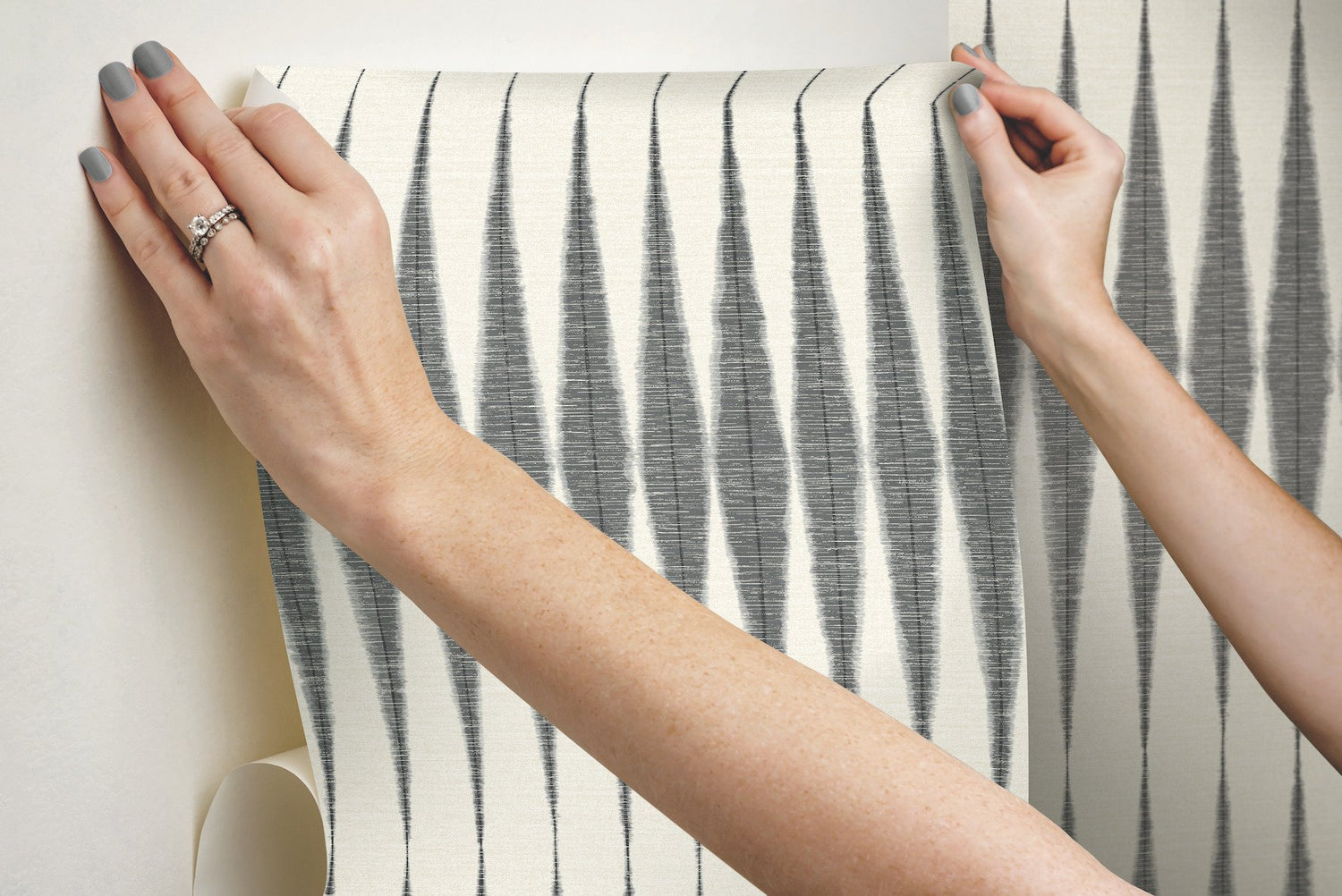 Magnolia Home Handloom Black Peel & Stick Wallpaper with Bohemian Geometric Pattern - York PSW1004RL