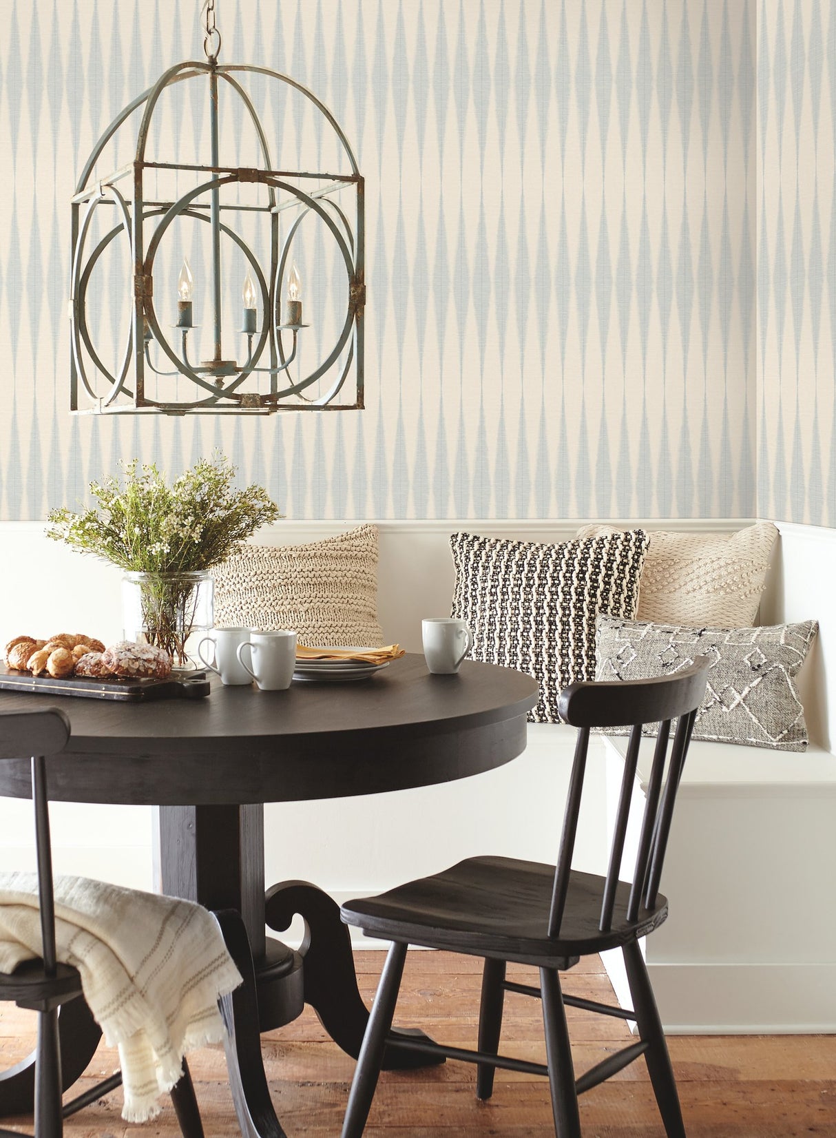 Handloom Baby Blue Peel & Stick Wallpaper with Bohemian Geometric Pattern - York PSW1005RL