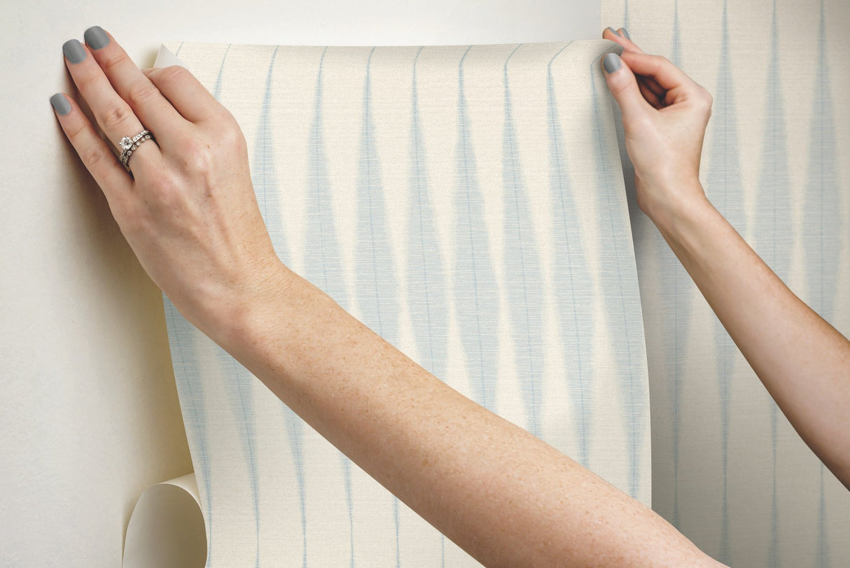 Handloom Baby Blue Peel & Stick Wallpaper with Bohemian Geometric Pattern - York PSW1005RL