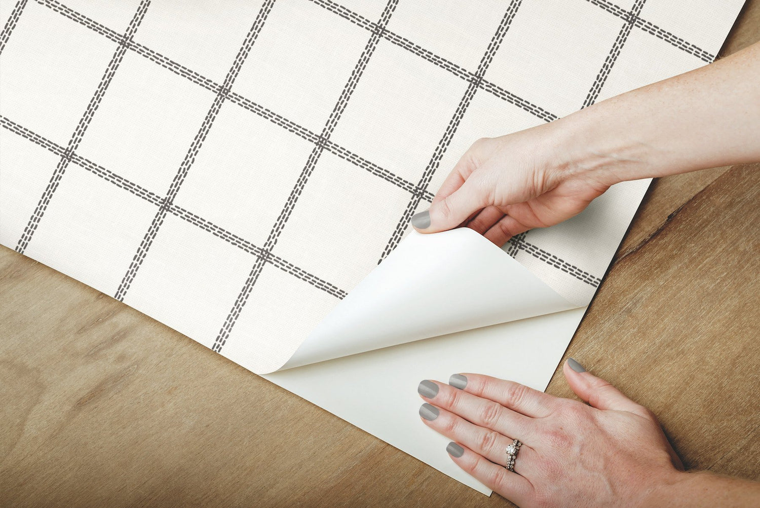 Sunday Best Black Peel & Stick Wallpaper with Plaid Grid Pattern - York PSW1023RL