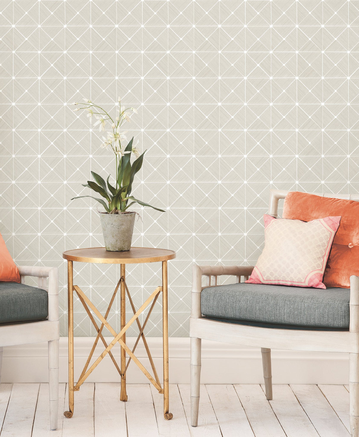 Double Diamonds Off White Peel & Stick Wallpaper with Geometric Diamond Pattern - York PSW1072RL