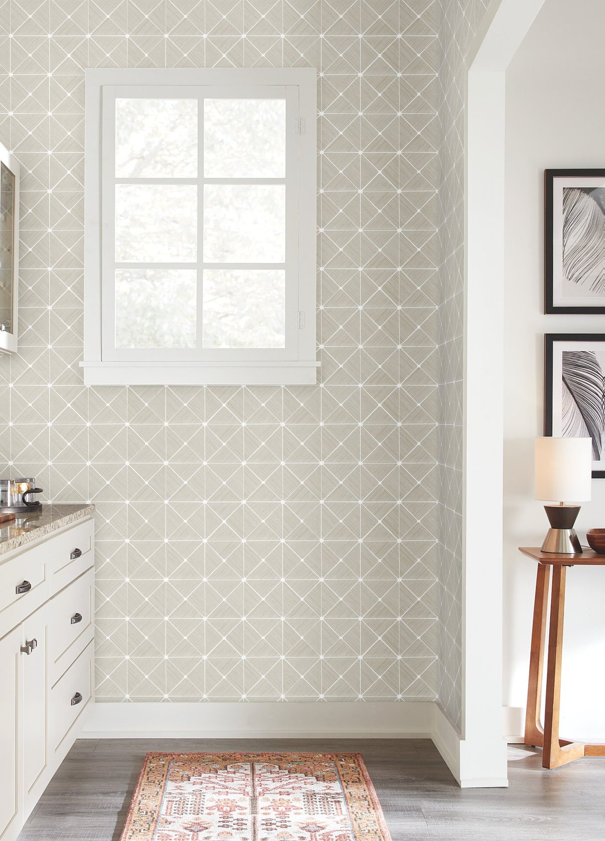 Double Diamonds Off White Peel & Stick Wallpaper with Geometric Diamond Pattern - York PSW1072RL
