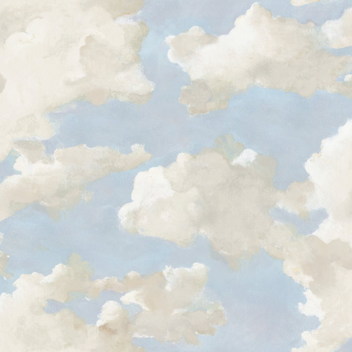 Clouds on Canvas Blue Peel & Stick Wallpaper with Painterly Cloud Motif - York PSW1079RL