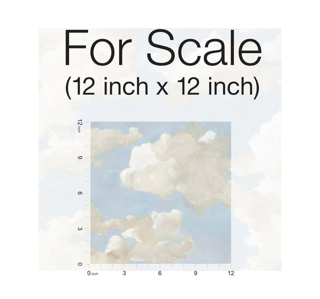 Clouds on Canvas Blue Peel & Stick Wallpaper with Painterly Cloud Motif - York PSW1079RL