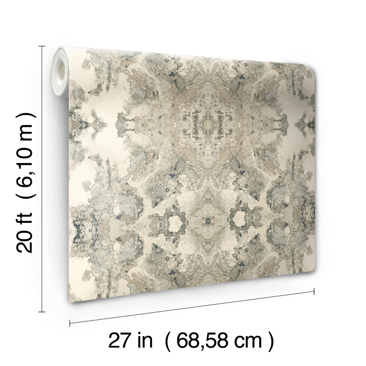 Inner Beauty Grey Peel & Stick Wallpaper with Abstract Geode Motif - York PSW1092RL