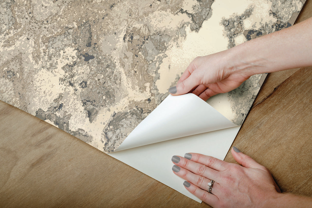 Inner Beauty Grey Peel & Stick Wallpaper with Abstract Geode Motif - York PSW1092RL