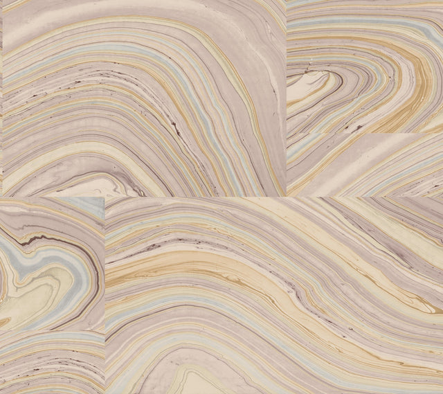 Onyx Purple Peel & Stick Wallpaper with Bohemian Marbled Tile Motif - York PSW1093RL