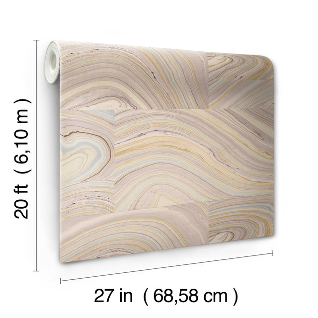 Onyx Purple Peel & Stick Wallpaper with Bohemian Marbled Tile Motif - York PSW1093RL